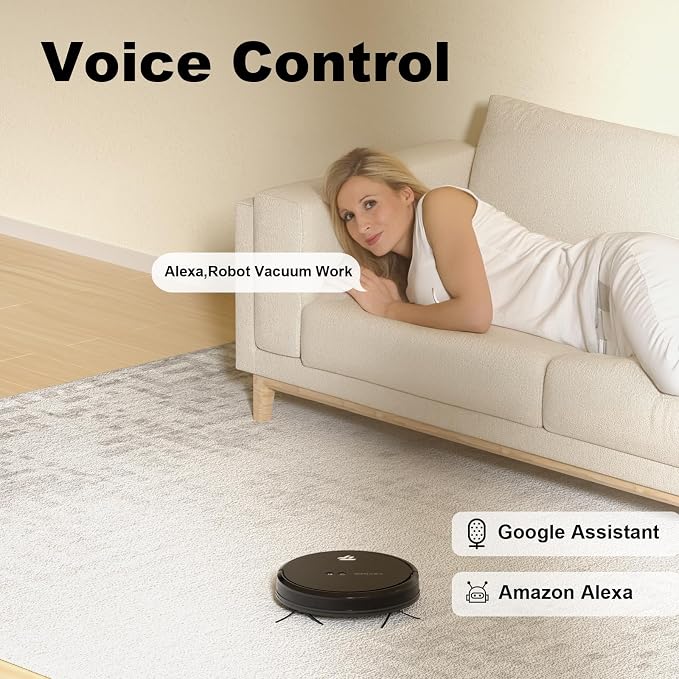 TECBOT S1 Robot Vacuum Cleaner Slim 120Mins Runtime 2-in-1 Robot Sweeping or Mopping Self-Charging WiFi&App&Remote Control Robotic Vacuum Cleaner for Home Pet Hair Hard Floors,Black