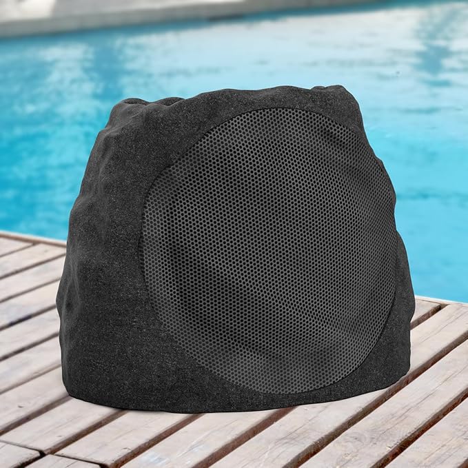 Outdoor Speakers Solar Powered & USB-C Rechargeable, Rock Speakers TWS Pairing Wireless Outdoor Speaker Bluetooth 5.4, LED Light Show, Waterproof, ideal for Backyard BBQ, Garden, Poolside (2-Pc,Black)