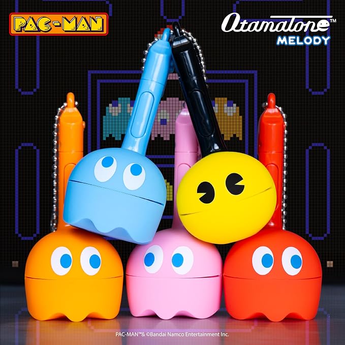 Otamatone Melody Original PAC-Man Electronic Portable Music Toy Player Synthesizer from Japan by Maywa Denki Officially Licensed Merchandise with English Instructions Keychain Accessory - Clyde