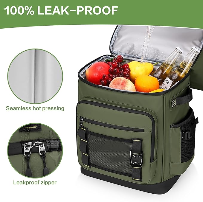 42 Can Backpack Cooler,40L Insulated Double Decker Leakproof, Waterproof Travel Cooler Backpack for Beach Camping Picnic Travel
