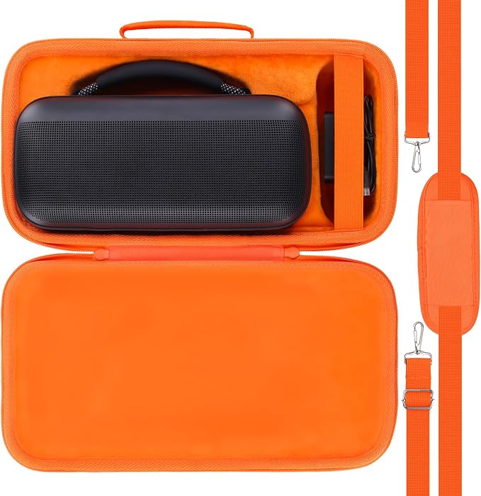 for Bose SoundLink Max Portable Speaker Hard Protective Case, Portable Travel Case Replacement with Shoulder Strap and Handle (Orange Case) - co2CREA