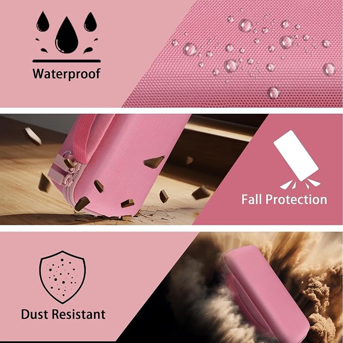 co2CREA Hard and Silicone Case Replacement for Bose New SoundLink Flex 2nd Gen Bluetooth Portable Speaker, with Carabiner and Shoulder Strap (Pink Case)