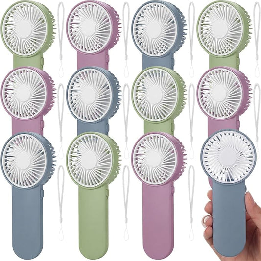 Sumind 12 Pcs Small Personal Portable Fan Mini Handheld Bulk 1 Speed Electric Cute Battery Powered for Neck Lash Makeup Women Men Travel Camping Indoor Outdoor Summer (Morandi Colors)
