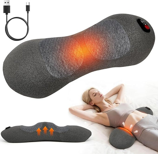 3 in 1 Back Massager, Electric Lumbar Support Pillow with Heat, Adjustable Height for Bed and Chair, Design to Support Lower Back Comfort, Relaxation Device for Home Use,Gifts for Mother