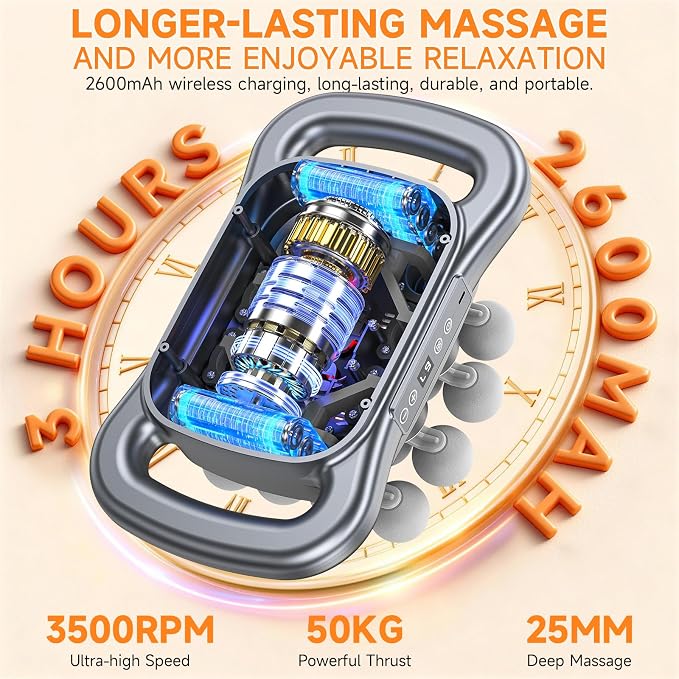 TanSon16 Head Massage Gun Set,Deep Tissue Percussion Massager with 9 Levels & 9 Modes,Cordless Electric Massage Back Tools for Shoulder/Waist/Arm/Hand/Leg/Calf/Foot/Hip Full Body Muscle Pain Relief