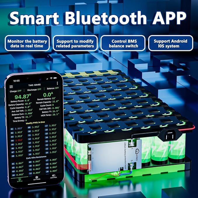 JKBMS Smart BMS 3S-8S 100A 1A Active Balancer JK-B1A8S10P-HC | JK BMS for LiFePO4 Li-ion LTO batteries with Bluetooth RS485 CAN heating function and multi protection