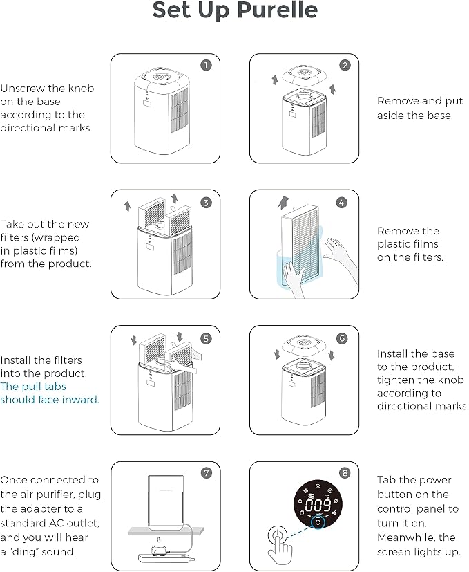 Airversa HomeKit Air Purifier over Thread Works with HomeKit (Home Hub Required) 3-Stage H13 True HEPA Smart Air Cleaner 1000 sq.ft Purelle AP2