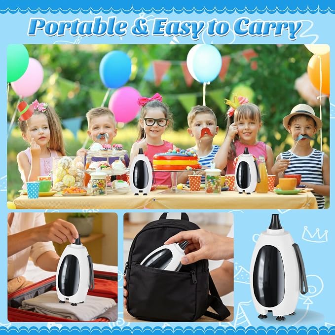 Balloon Pump Electric, Portable Balloon Inflator Air Pump Balloons Blower Machine with 6 Different Nozzles for Party Balloons Decorations Inflator Deflator for Inflatables Pool Floats Air Beds