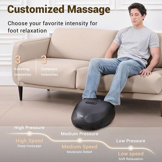 Mynt Shiatsu Foot Massager with Heat, FSA Eligible HSA Approved, Electric Foot Massage Machine for Plantar Fasciitis Neuropathy, Deep Kneading with Control, Fits Up to 14