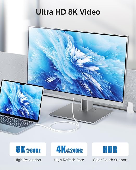 Cable Matters [Intel Certified] 40Gbps Active Thunderbolt 4 Cable 6.6 ft with 100W Charging and 8K Video, White - Fully Compatible with USB C/USB-C, USB4, and Thunderbolt 3