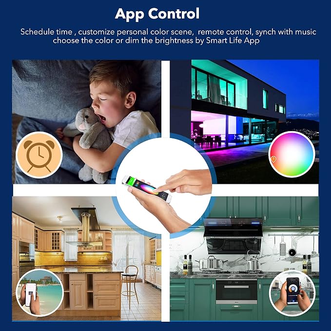 Smart Under Cabinet Lighting Works with Alexa, Echo, Google Home White and Color Ambiance , Dimmable by Voice , App or Remote Control, RGB Multi Color Changing Counter Lights Bar (3- Bar Kit, 12")