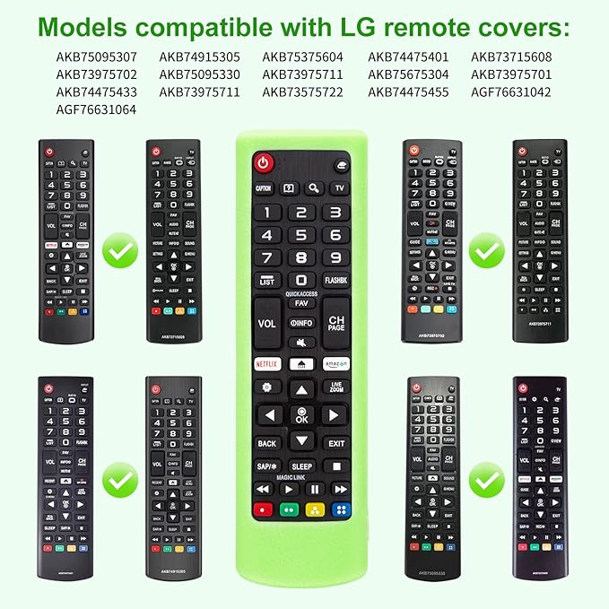 Silicone Protective Case for LG-TV-Remote Glow in The Dark, Remote Cover for LG Smart TV AKB75095307 AKB75375604 AKB74915305(Luminous Green + Blue)【2 Pack】