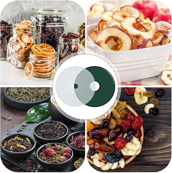 Domensi 12 Pcs Round Dehydrator Sheets Non Stick Silicone Dehydrator Mats with Edges Reusable Roll Tray Liner for Fruit Meat Beef Kitchen, 13 12.5 Diameter