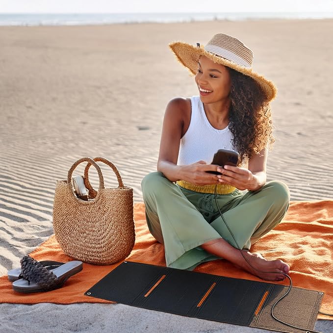 28W Solar Panel Charger, Foldable Portable Solar Charger with USB-C and Dual USB-A Outputs for Phones, Tablets, Power Banks, Camping, Hiking, Backpacking and Emergency Preparedness