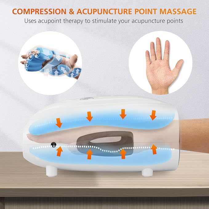 Snailax Hand Massager with Heat and Compression, Cordless Hand Massager, 3 Compression Intensities, Rechargeable, Gifts for Women, Men, Mom