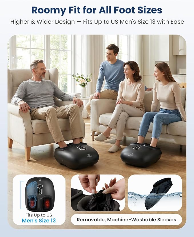 COMFIER [2026 Fathers Day Gift for Men,Shiatsu Foot Massager with Fast Heat,Kneading Rolling Compression,Extra Vibration, FSA Eligible HSA Store, Plantar Fasciitis,Neuropathy Pain, Bigger Size 13IN