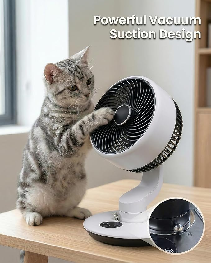 Desk Fan for Office, Rechargeable Air Circulator Fan for Bedroom Cooling, Ultra Quiet Battery Powered Table Fan, 5 Speeds, 9H Timer & 120°Oscillating Smart Portable Fan for Dorm, Home, Kitchen