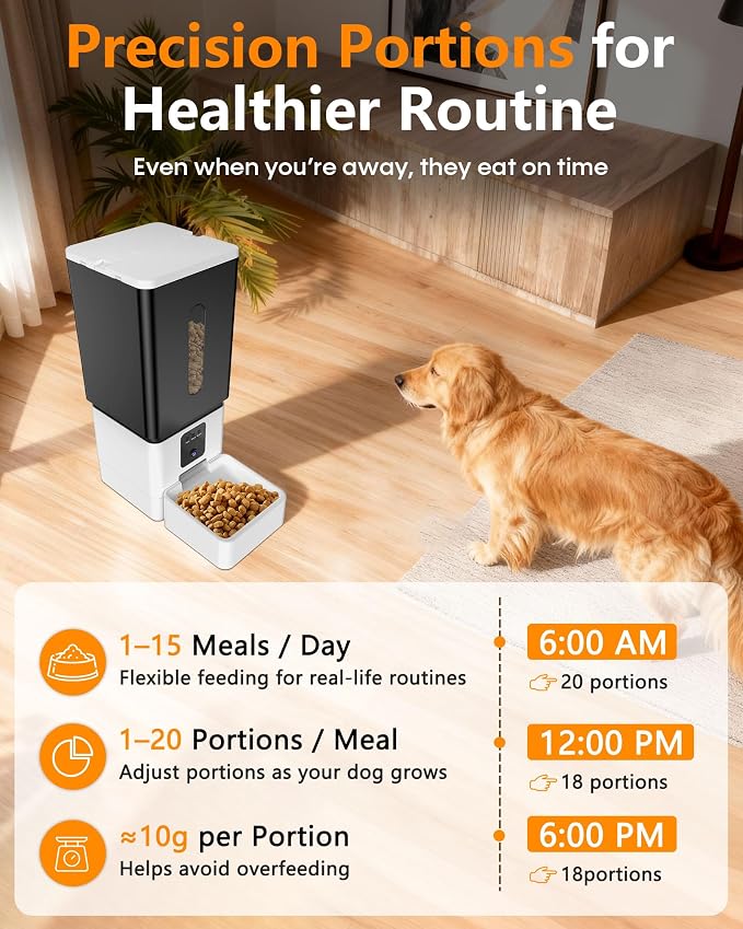 Large Breed Automatic Dog Feeder with 1080P HD Camera: 12L/50 Cups 20-Day Food Capacity for Busy Pet Owners - Anti-Clog 0.78inch Wide Outlet for Large Kibble