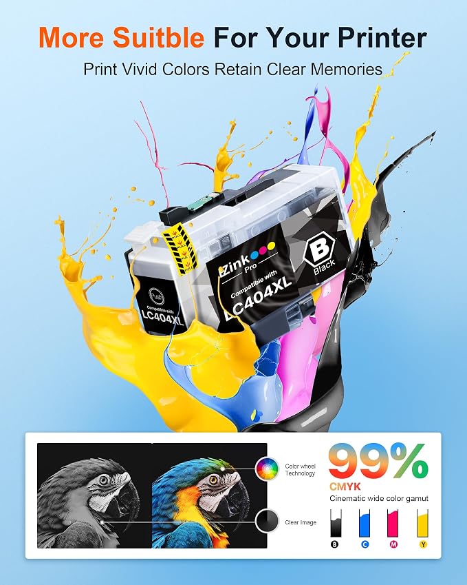 LC404 LC404XL Ink Cartridges Compatible for Brother LC404 LC404XL Ink Cartridge 4 Pack Work for MFC-J1205W MFC-J1215W MFC J1205W J1215W XL Printer High Yield (Black Cyan Magenta Yellow Combo Pack)