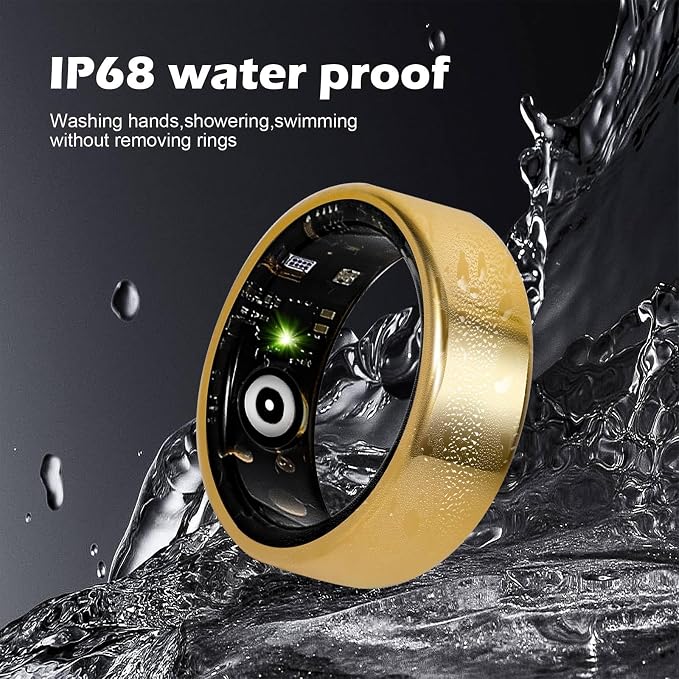 Smart Ring Fitness Tracker for Women & Men, Heart Rate, Blood Oxygen, Blood Pressure, Sleep & Step Monitor, IP68 Waterproof Health Ring, Compatible with iPhone