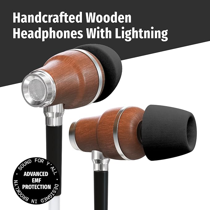 Symphonized Premium Airtube Headphones EMF Earbuds, 3D Sound, Microphone Volume Control, 8mm Bass Drivers Granting High Audio Quality MFI for iPhone 5 to 14 ONLY