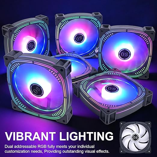 Rainbow LED RGB Fans with Controller for PC Case, CPU Cooler, Radiators System (6pcs RGB Fans, G Series)