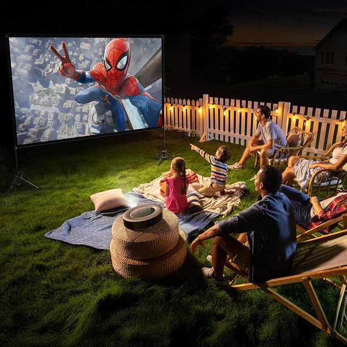 VISULAPEX Projector Screen with Stand 100 Inch, 16:9 4K HD Portable Projector Screen Indoor Outdoor, Foldable Wrinkle-Free Movie Screen 160° Front Rear Projection Screen with Carry Bag for Home Movie