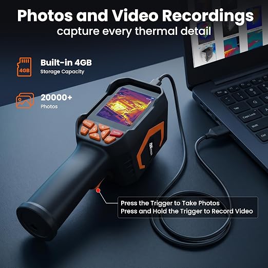 Handheld Thermal Camera, 240 x 180 TISR Resolution, -4°F-1022°F, 25Hz Infrared Camera, Thermal Imaging Camera 120 x 90 IR Resolution for Home Inspection Electrical HVAC DIY