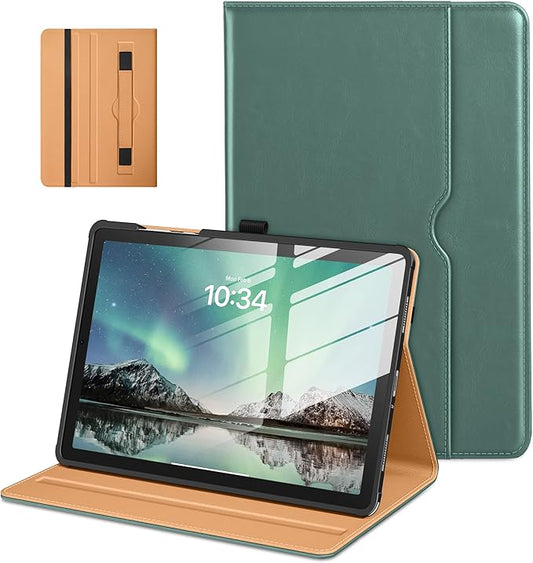 DTTO for Samsung Galaxy Tab A11+/A11 Plus/A9+ Plus 11 inch Case (2023/2026), Premium Leather Folio Stand Cover with Hand Strap for, Multi-Angle Viewing and Auto Wake/Sleep, Midnight Green