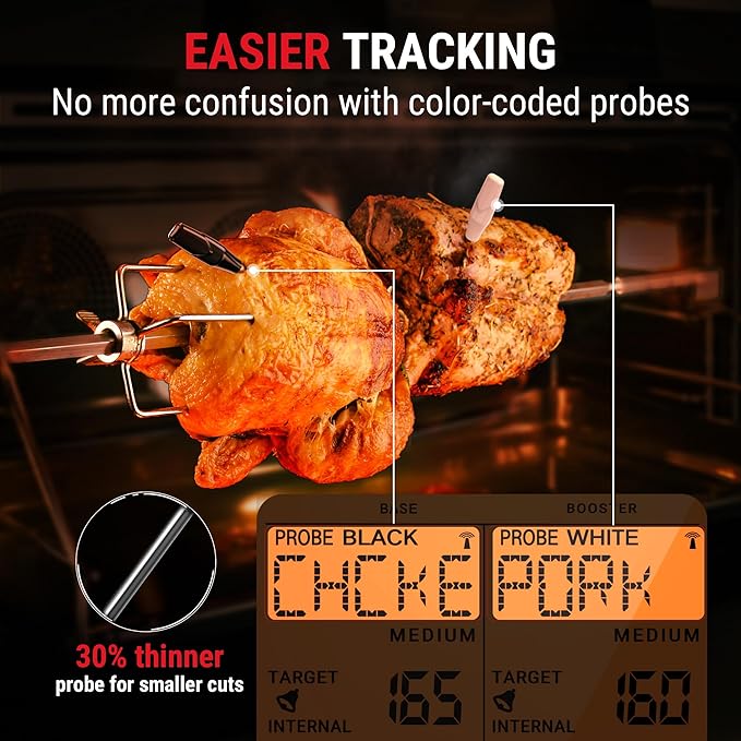 TempPro TempSpike 2000FT Wireless Meat Thermometer Digital with 2 Ultra-Thin Meat Probe, Grill Thermometer Wireless for Smoker, BBQ, Grill, Turkey Kitchent Gift for Dad Husband (Previously ThermoPro)