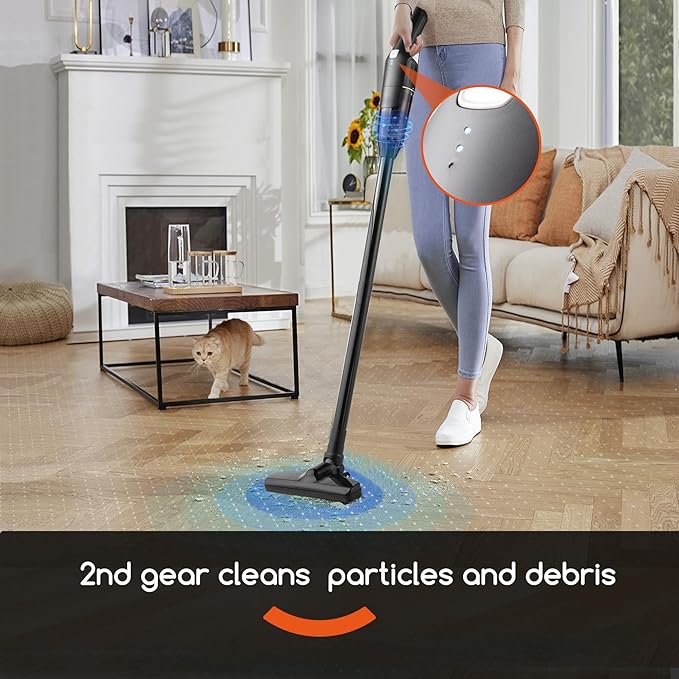 REECOO Cordless Stick/Handheld Vacuum Cleaner, 10-17Kpa 2-Level Powerful Suction,Fast Charging-Use Durable, Latest Household Vacuum Cleaners for Cleaning Flooring,Carpets,Car Seat,Sofas, Hair and Dust