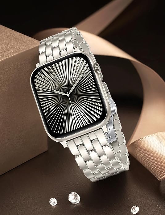 TOYOUTHS Designer Vintage Dressy Bracelet for Apple Watch Band Women 42/40/41/38/44/45/46/49mm, Stainless Steel Elegant Luxury Metal Strap for iWatch Series 11 10 9 8 7 6 5 4 SE/Ultra 3 2 1