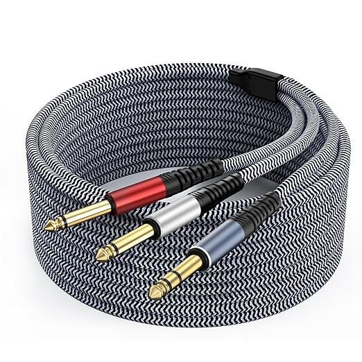 15ft 1/4 Stereo to Dual Mono Cable - Y Splitter for Amplifiers, Mixer, Guitar, Speaker and More
