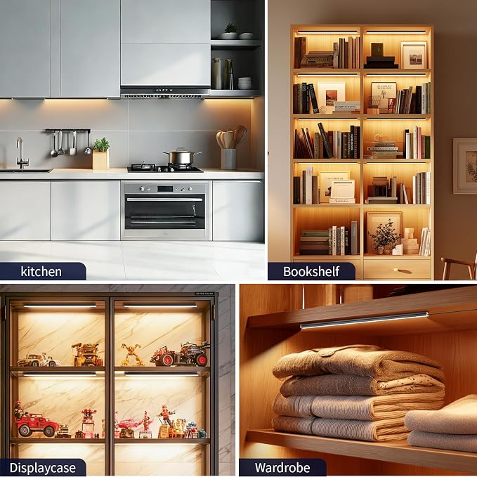VST Smart Under Cabinet Lighting 6 Bars - UL Listed CRI 93+ Adjustable Strip Lights, Alexa & Google Home Compatible, App/Voice/Hand Wave Control for Kitchen Cabinets & Closets