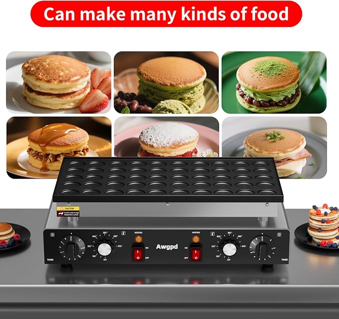 1700W Mini Dutch Pancake Baker,50PCS Electric Commercial Dutch Pancake Baker with Nonstick,110V Dutch Pancake Cooker for Restaurant and Kitchen,Dessert Breakfast