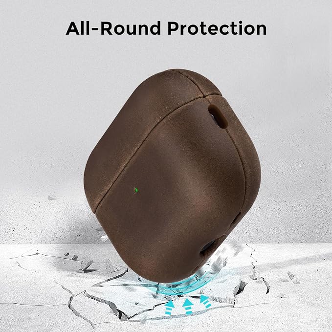 for AirPods Pro 3 Case, Handcrafted Vintage Genuine Leather Shockproof Cover Accessories with Lanyard Compatible with Apple AirPods Pro 3rd Generation 2025