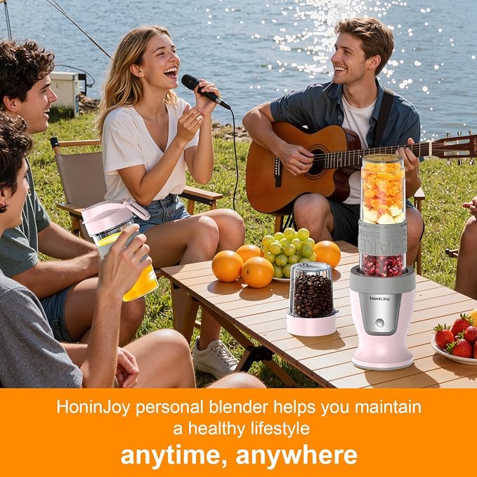 Personal Blender, 650W Smoothie Blenders for Shakes and Smoothies with Grinder Cup & 2 BPA-Free Portable Cups (20oz+14oz), Blenders for Juices, Smoothies Maker for Kitchen, Dusty Pink