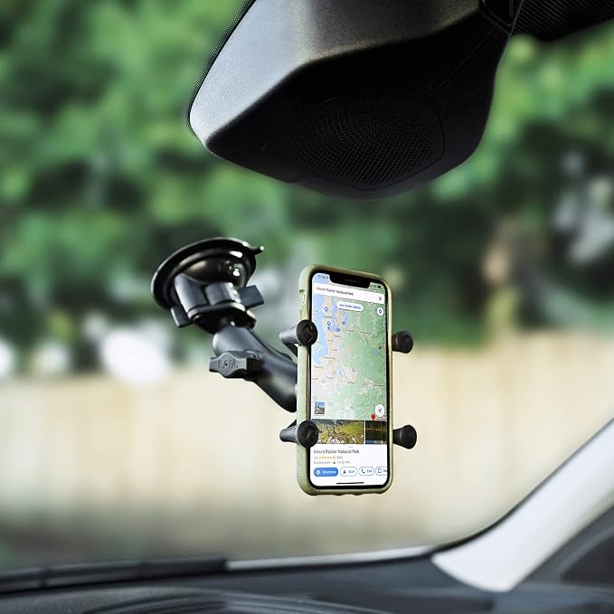 RAM MOUNTS X-Grip Windshield Phone Mount with Twist-Lock Suction Cup Base, Universal Car & Truck Smartphone Holder, B Size Medium Arm – RAP-B-166-UN7U