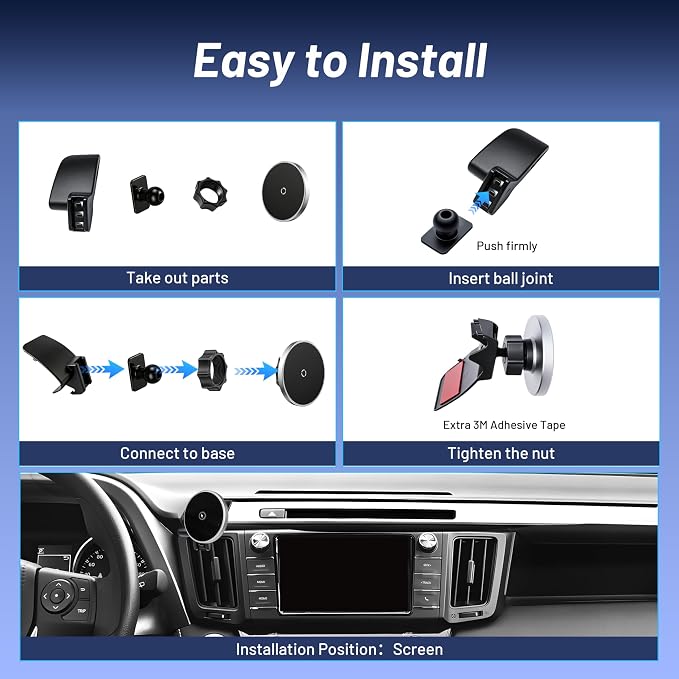 Phone Mount for Toyota RAV4 (2013-2018),15W Wireless Car Charger,Magnetic Phone Holder,Dashboard Hands Free Mobile Holder,360° Adjustable,2014 2015 2016 2017 RAV-4 Interior Accessories,New Car Gifts