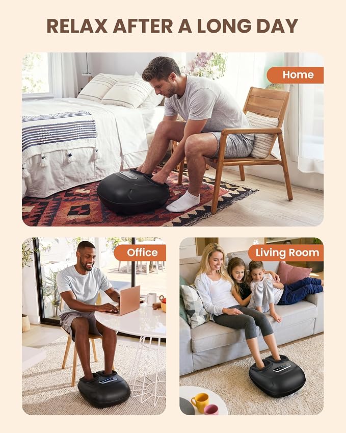 CILI 4-in-1 Foot Massager with Heat,Vibraion,Deep 3D Shiatsu,Compression,Rolling Feet Massager FSA Eligible HSA,Big Size 13" for Men Women Home Office Foot Pain Relief (Toe-Touch Control) Gifts Mom