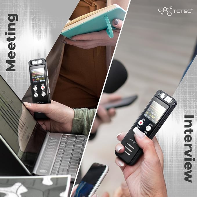Digital Voice Recorder, Audio Noise Reduction, Sound Tape Recorder with Playback, Clip-on Mic Dictaphone for Meeting, Lecture (98GB)