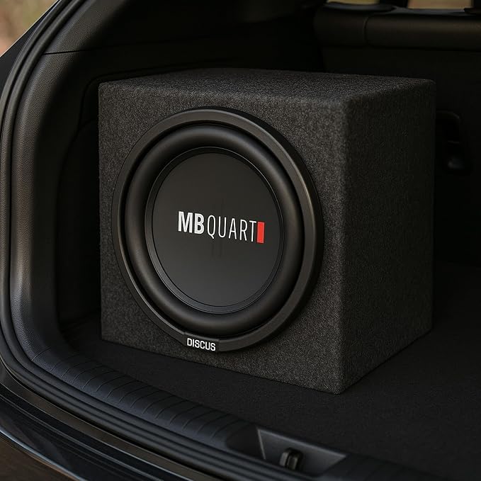MB Quart DS Inch Shallow Space Saving Slim Subwoofer Car Speakers with Dual Voice Coil for Vehicle Sounds Audio Systems, Black