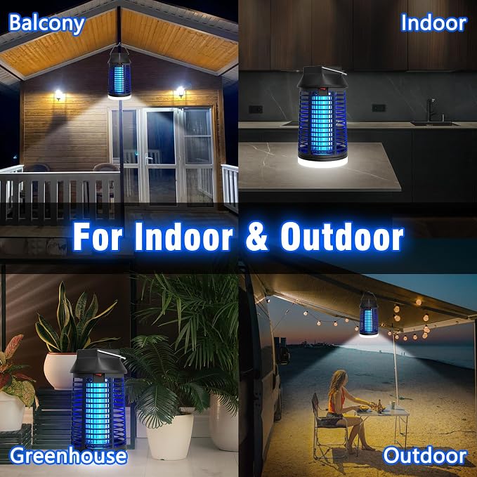Electric Bug Zapper, Outdoor & Indoor Mosquito Killer with LED Light, Waterproof Fly Trap & Insect Catcher, Plug-in Insect Repellent for Outside, Patio, Garage, Home, and Garden