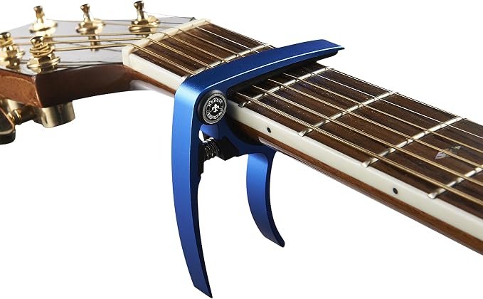 Guitar Capo (2 Pack) for Acoustic Guitars, Ukulele, Banjo, Mandolin, Bass - Made of Ultra Lightweight Aluminum Metal (1.2 oz!) for 6 & 12 String Instruments - Nordic Essentials (Green+Blue)