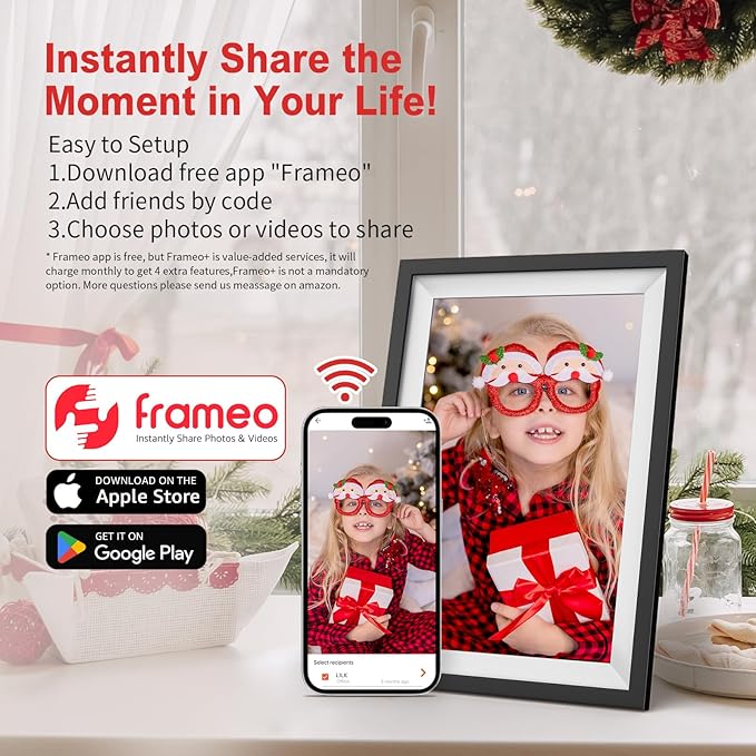 Frameo 10.1 Inch WiFi Digital Picture Frame with 1280x800 IPS Touch Screen Photo Frame Electronic, 32GB Memory, Auto-Rotate,Slideshow,Share Photos or Videos Instantly via Frameo App from Anywhere