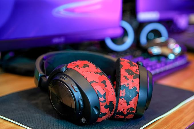 WC Freeze Nova Pro Wireless - Cooling Gel Earpads for Arctis Nova Pro Wireless, Nova Elite & Nova Pro Omni (Doesn’t Fit Other Models), by Wicked Cushions, Extra Thick & Comfortable | Red Camo
