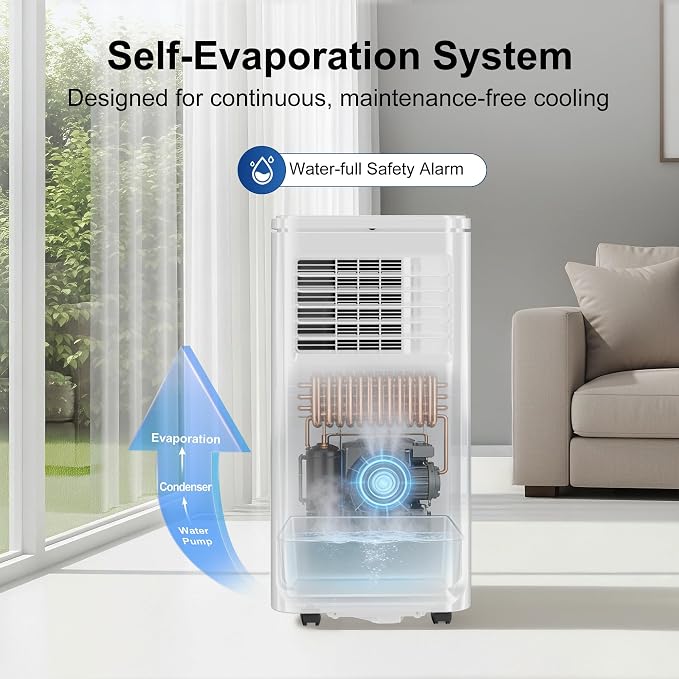 Uthfy 10,000BTU Portable Air Conditioners, 4-in-1 Air Conditioner with Cooling, Fan & Dehumidifier and Sleep, 4 Modes, 24H Timer, Window Kit Included, Portable AC Units for Indoor Room, Bedroom Use