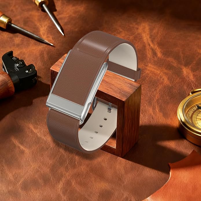 omee Leather Band Compatible with Whoop 5.0 Band Strap Men Women, Genuine Leather Rugged Durable Replacement Wristbands Straps for Whoop 5.0 Bands