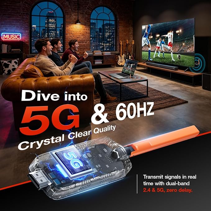 Wireless HDMI 3 Receivers and Transmitter, Support Up to 6 Receivers, 5.8G 60Hz HDMI Wireless Extender Casting Content for PC Laptop Camera TV Box to Multiple TVs Monitors Projectors -165FT