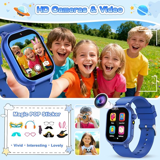 MOFGDNI Smart Watch for Kids with 39 Games, Built-in Camera, Video Recorder, Alarm, Calculator, Pedometer & Various Wallpapers – Toys for Ages 4-12 Years Old Birthday